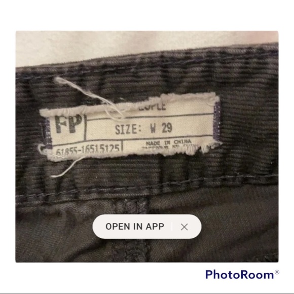 Free People Charcoaled Corduroy Straight Leg pants, size29 - Picture 4 of 4